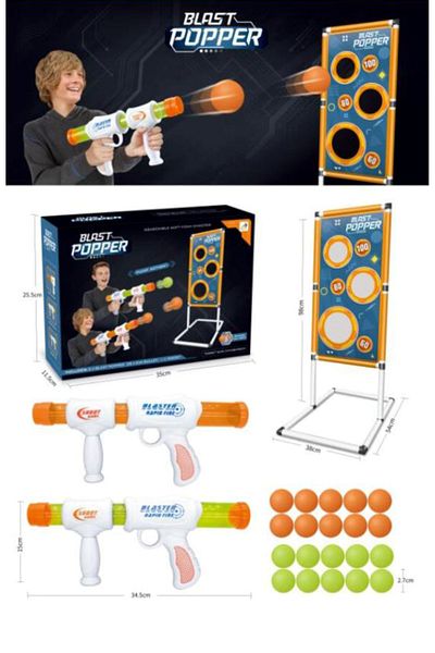 Point Plus Foam ball shooting game with interactive target - size 46 x 8 x 27 cm - includes 2 guns and 20 balls