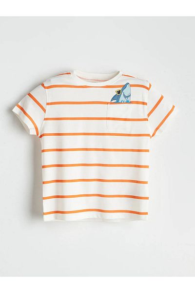 LC Waikiki Lcw Kids Ecru Printed Boys T-Shirt and Shorts 2-Piece