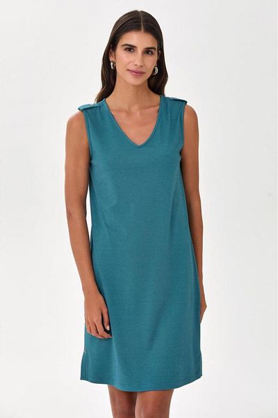 İKİLER V-Neck Skirt Snap Detail Dress 025-2519
