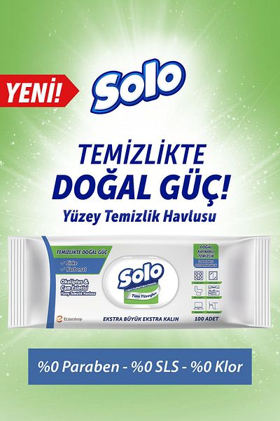 Solo Surface Cleaner Towel Eucalyptus Glass Breeze 100Pcs 6 Pieces