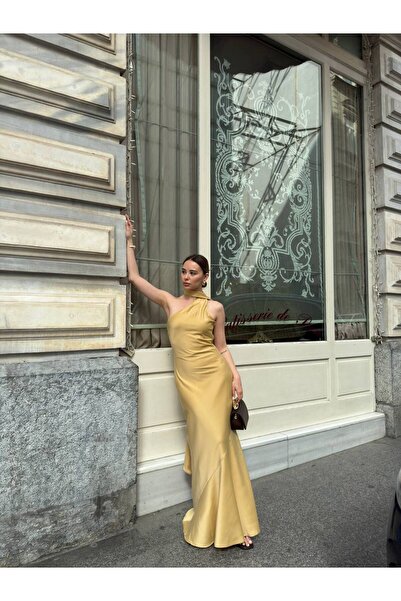 Khloe ŞAL DETAYLI SATEN ELBİSE