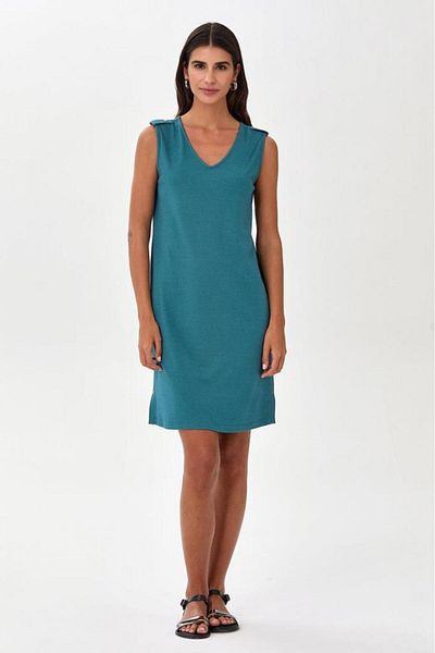 İKİLER V-Neck Skirt Snap Detail Dress 025-2519