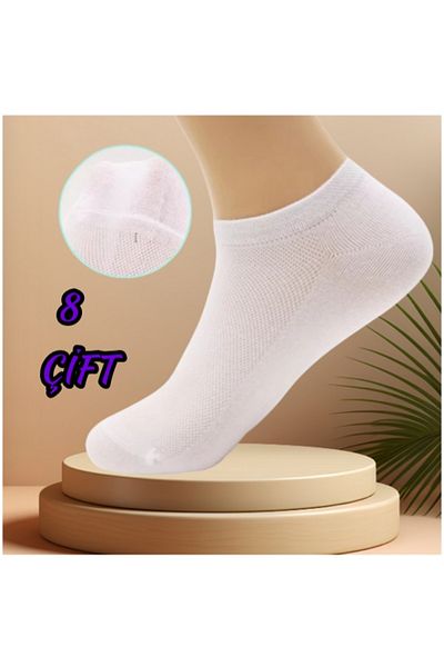 SOYTEMİZ Summer White Sneakers Invisible Socks 8 Pairs Unisex