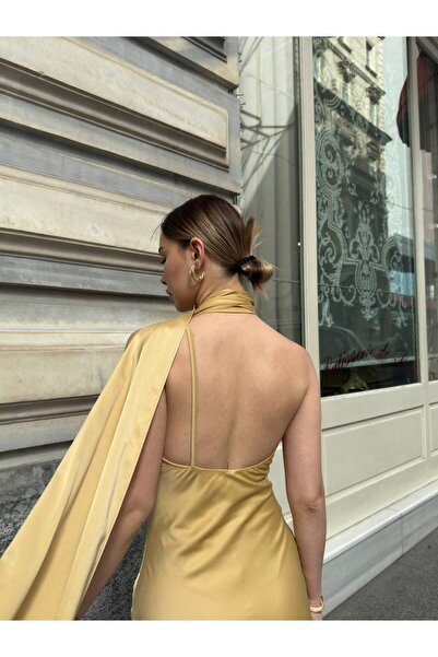 Khloe ŞAL DETAYLI SATEN ELBİSE