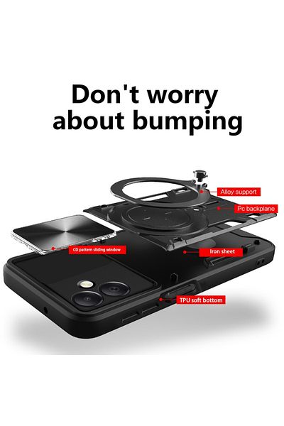 SKYDDAR INNOVATION Case for Samsung Galaxy A06, CamGuard Pro, Magnetic Ring, Camera Protection, Red, sticker set