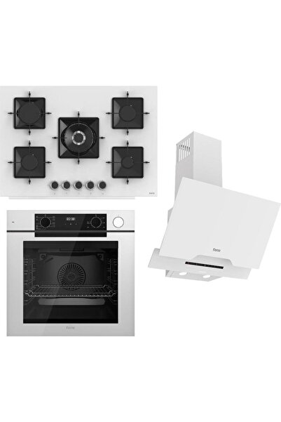 Ferre Steamart-Fryart-Sılentart Serisi Beyaz Set (SS036 + QEP64CB +D064-SA ) - Emaye Izgara - 75 cm