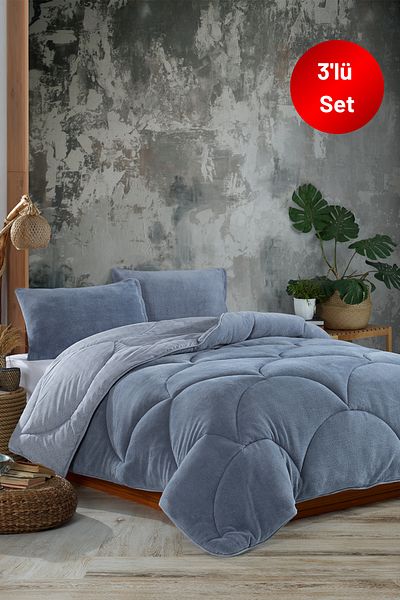 NANOSOFT Single Welsoft Sleeping Set – Gray (Quilt + Fitted Sheet + Pillow Case)
