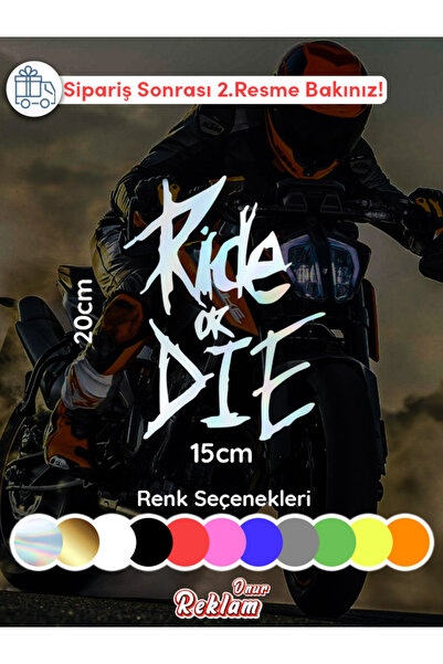 onurreklamonline Ride or Die Sticker – 20 cm – Araba & Motosiklet Uyumlu – Ha...
