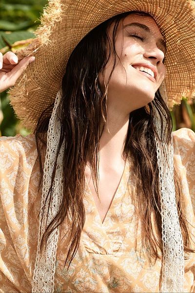 Haşema Lace Detailed Straw Beach Hat 2044