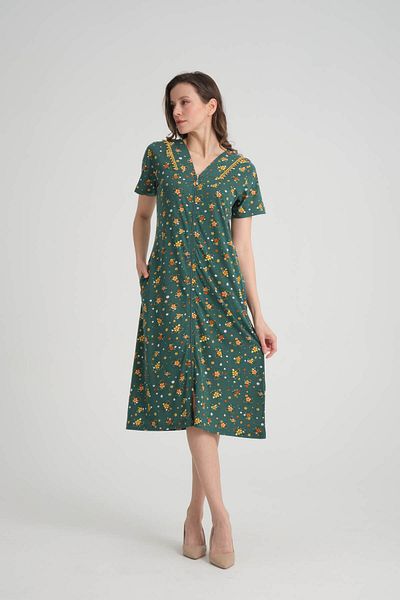 Wild Love Rochie de damă cu fermoar până la podea cu model floral verde