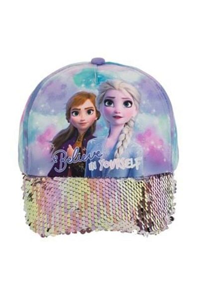 Frozen Colored Cap with Frozen Design & Reversible Sequin Visor for Kids