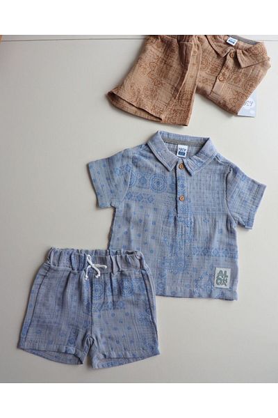 TinyAlp Muslin Fabric Design Ethnic Pattern Baby Boy Summer Set