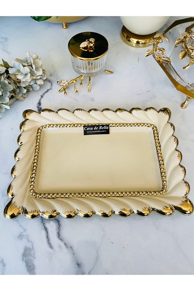 CASA DE BELLA Valonia Gold Large Size Rectangular Presentation Service 36cm
