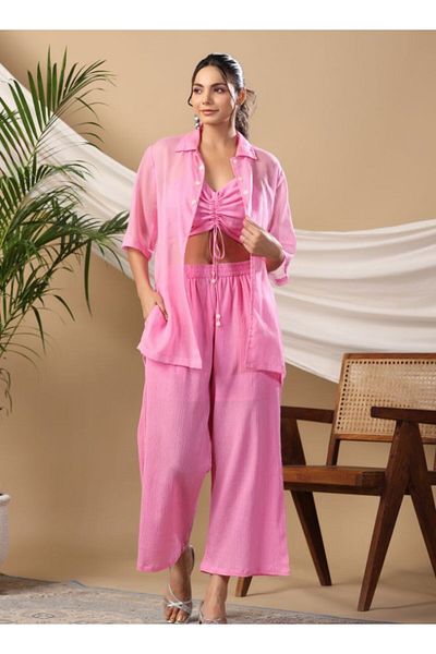 HashtagBe Trendy Pink Co-Ord Set with Oversized Shirt