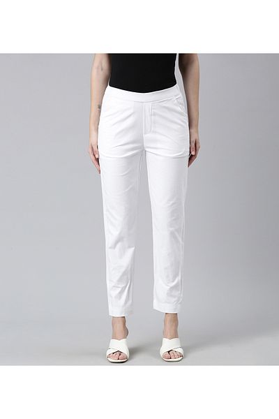 Go Colors Women's White Chinos Trousers