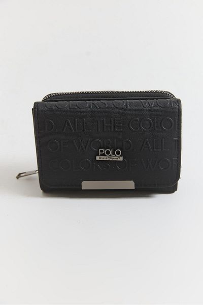 Raneel Kazançlı Alışveriş Multi-Eye Mini Wallet with Embossed Cover Black