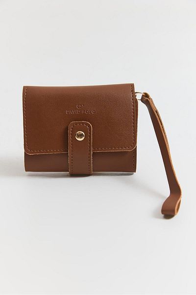Raneel Kazançlı Alışveriş Multi-Eye Mini Wallet with Snap Closure Brown