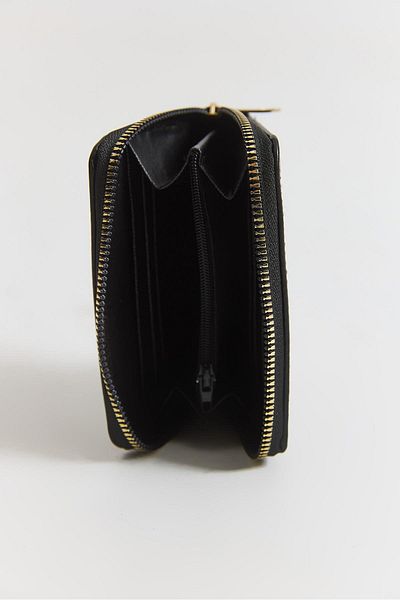 Raneel Kazançlı Alışveriş Text Embossed Zippered Mini Wallet Black