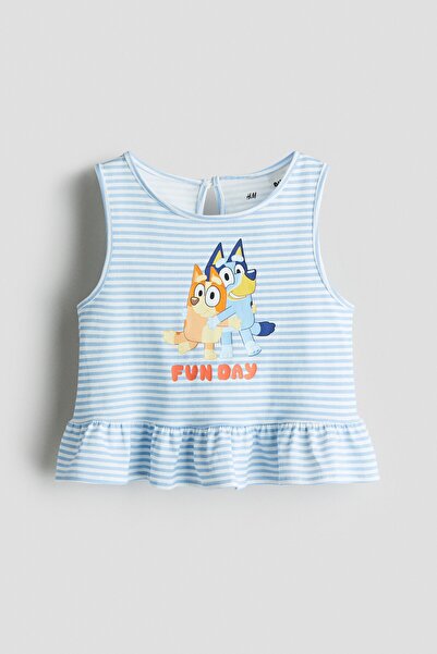 H&M Baskı Motifli ve Peplumlu Üst