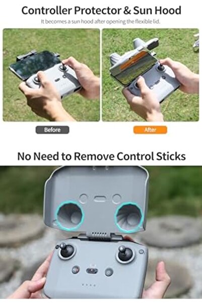 DJI ZJRXM Parasolar pentru DJI Mini 4 Pro/Ari 3 Drone Controller, 2 în 1 Parasolar RC Joystick-uri Prote