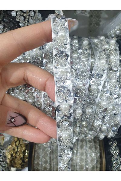 ESRA ŞELEM Pearl Sequin Decorative Ribbon Sewing Accessory Applique