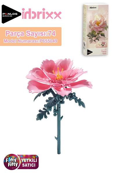 Vagonlife Panlos Inbrixx Series Decorative and Collectible Peony Flower Model 74 Piece Building Set -Ffp655049