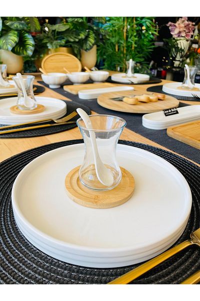 CASA DE BELLA Modern 47 Piece Bamboo Porcelain Breakfast Set for 6 People