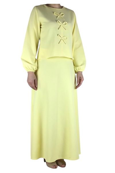 ECE GİYİM Women's Sports Front Ribbon Model Kolağzi Elastic Skirt Side Zippered Skirt Mevlana Model Double Set