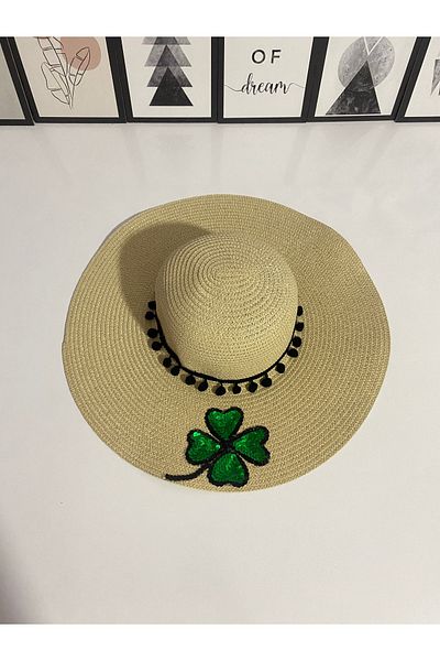 Petek Collection Clover Figured Straw Beach Hat