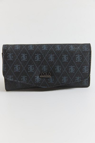 Raneel Kazançlı Alışveriş Baklava Pattern Printed Large Size Wallet with Cover Black