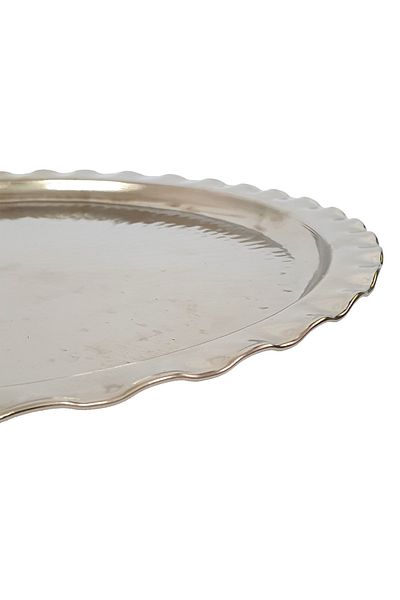 OEM Round handmade white copper tray diameter 34 cm CTR45