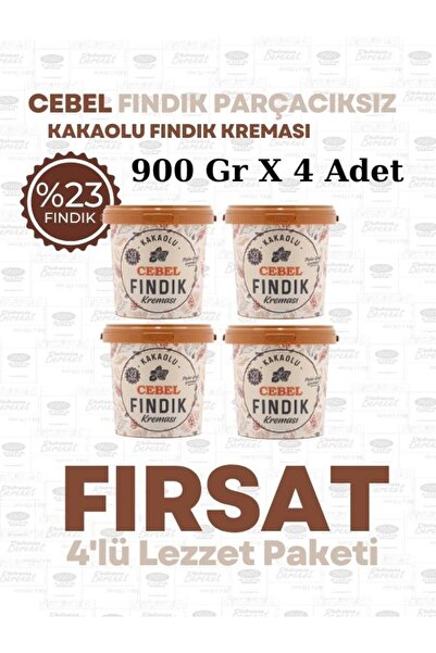 Cebel Kakaolu Fındık Kreması 900 gr (Kova) %23 Cebel Çikolata (900 Gr X 4 Adet)