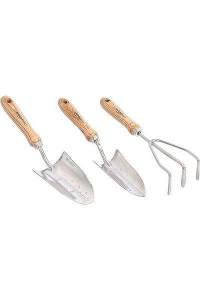 Amazon 3-piece garden tool set with trowel, transplanting trowel and hand rake