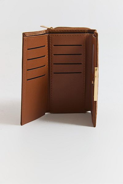 Raneel Kazançlı Alışveriş Zippered Multi-Compartment Women's Wallet Brown