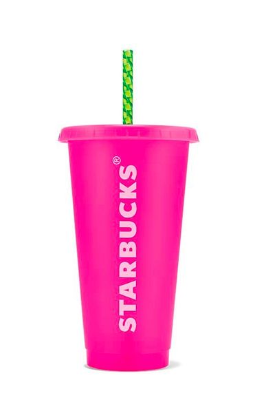 Starbucks ®   Reusable Cold Drink Cup - Pink with Straw - 710 ml