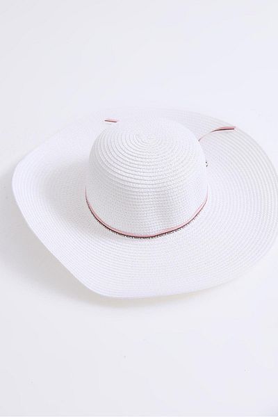 Raneel Kazançlı Alışveriş Straw Women's Beach Pool Garden Hat with Accessories White