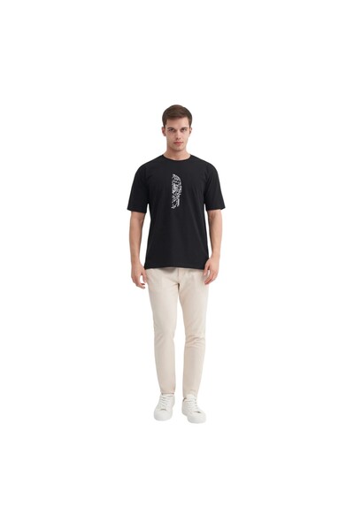 Cazador Men's Crew Neck Relax Fit Cotton Patterned T-Shirt 4018