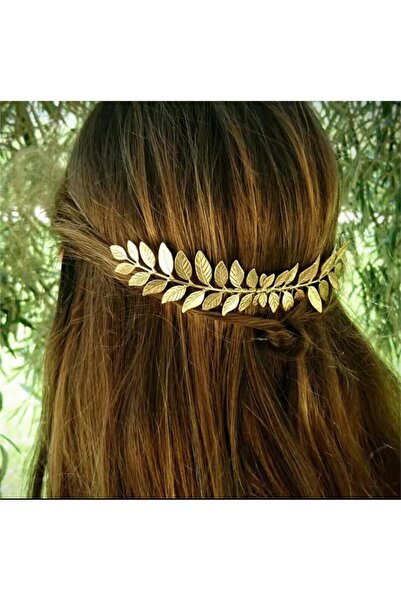 Pelin Aksesuar Gold Yaprak Uzun Tarak Toka