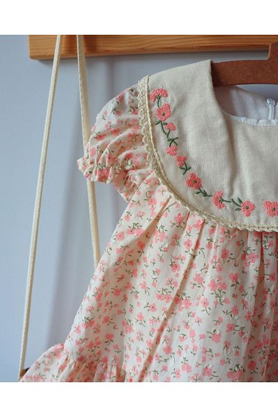 TinyAlp Vintage Lined and Tutu Baby Girl Dress with Crisp Floral Pattern