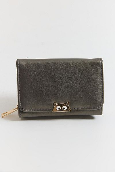 Raneel Kazançlı Alışveriş Mini Wallet with Metal Accessories Closure Smoked