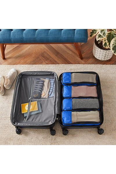 Amazon Set 4 genti albastre cu fermoar, one size, 37, 9 L x 19, 1 L x 5, 6 H cm , calatorie, Amazon