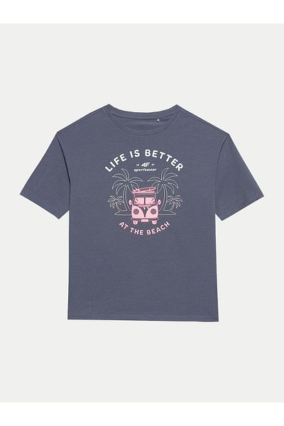 4F Tricou pentru fete 4FJWSS24TTSHF1146 Gri