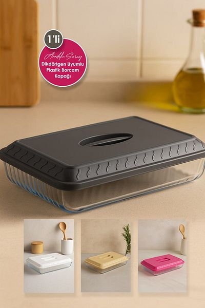 Anadolu Saray 1 Piece Rectangular Compatible Plastic Pyrex Lid Durable Freshness Preserving Convenient to Carry Pyrex Lid