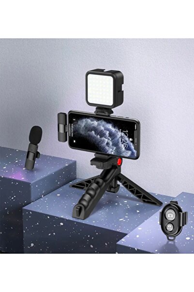 CHOOSEAX Kit Vlogging Profesional cu telecomanda,Microfon Lavaliera Wireless, pentru Iphone