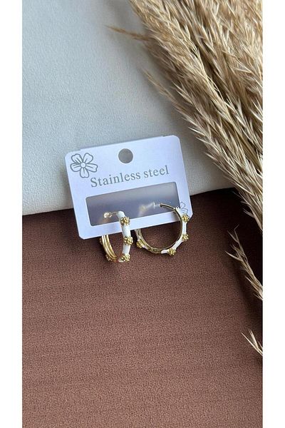 LİLİA Steel Stone Detail Hook Earrings