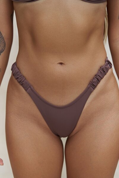 BOHEMAİ Zahira Yan Büzgü Detaylı Brezilyan Kahve Bikini Altı