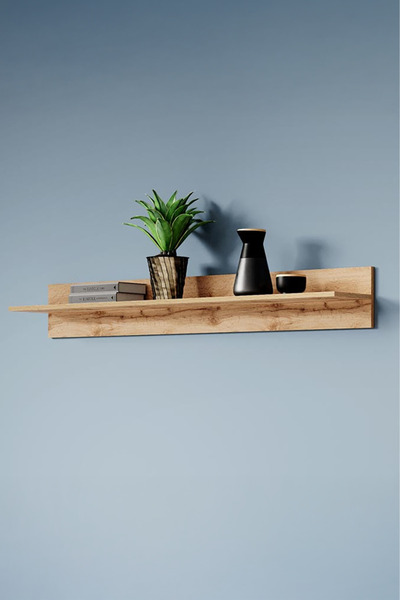 ECM Ahşap Duvar Rafı | 150 cm Dekoratif Kitaplık Raf | Modern Salon Rafı | Ya...