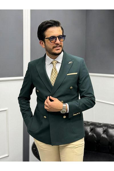 Avni Ceylan Italian Style Double-Breasted Suit Special Edition Khaki