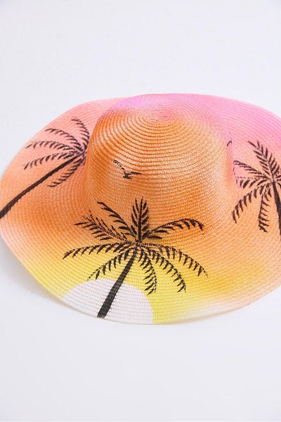 Raneel Kazançlı Alışveriş Large Brim Colorful Straw Women's Hat Pink