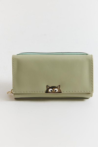 Raneel Kazançlı Alışveriş Zippered Large Size Wallet with Metal Accessories Green